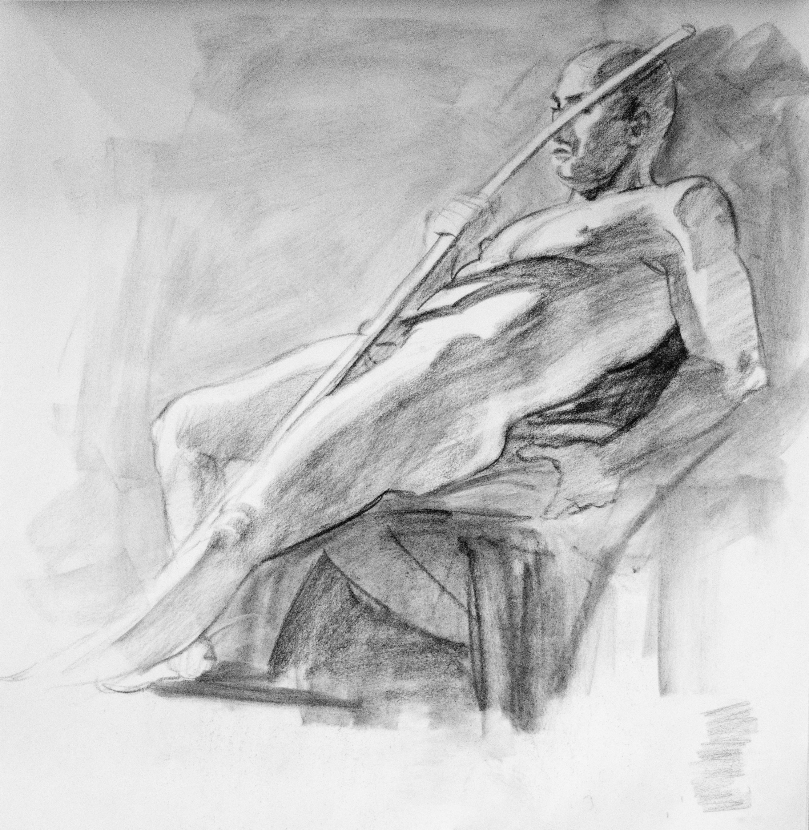 Reclining Figure with Pole