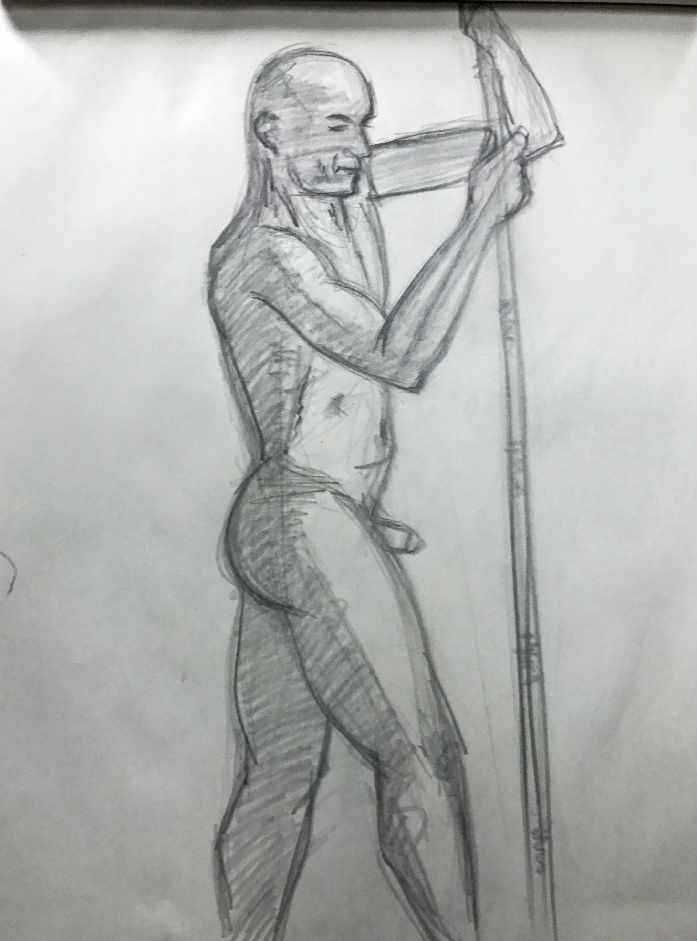 Standing Figure, Gripping Pole